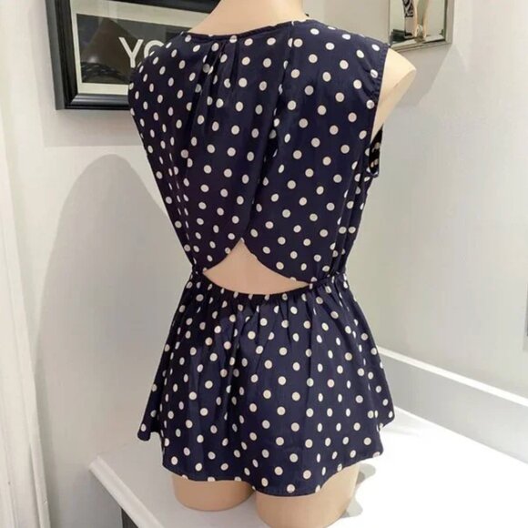 Forever 21 XXI - Polka Dot Open Back Sleeveless Peplum - Picture 2 of 8